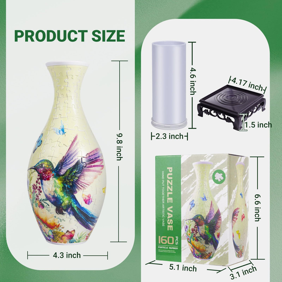 HOTPLACY 3D puzzle vase water cup inserted for ongoing hydration of stems.
