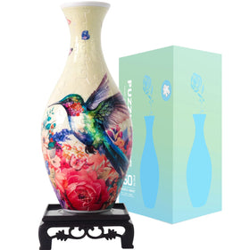 HOTPLACY Hummingbird 3D Puzzle Vase assembled as a stylish home decor focal point.