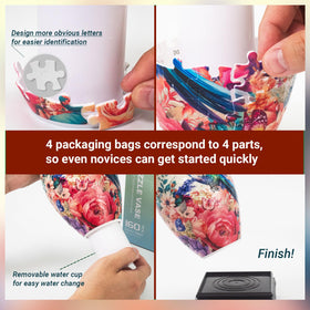 Close-up shows vivid hummingbird pattern on the HOTPLACY 3D Puzzle Vase.