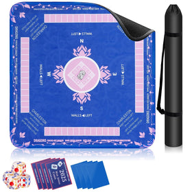 Hotqueen blue mahjong mat with rules for organized tabletop play