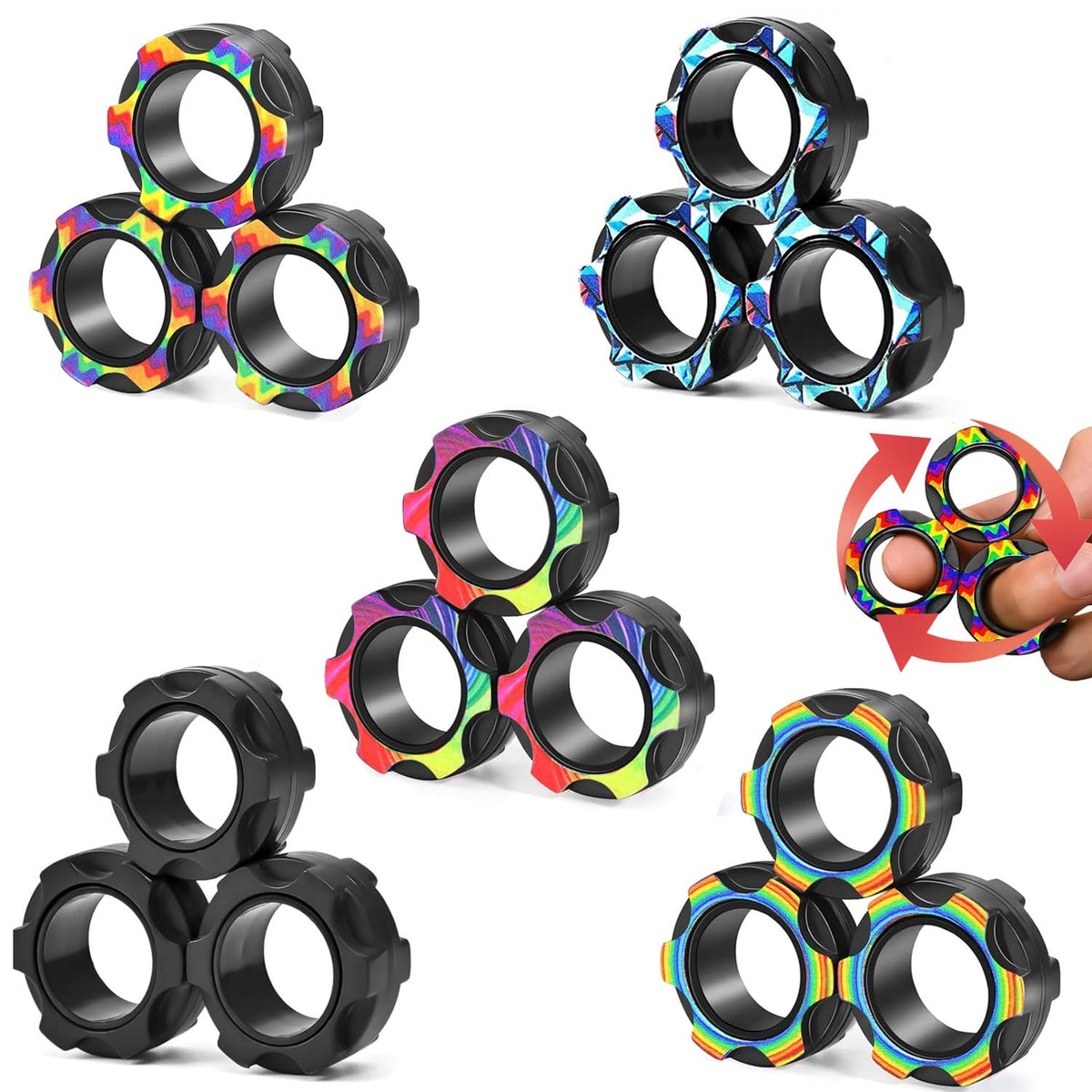 HotubFolks magnetic rings set in close-up showing magnetic pull for quick stress relief