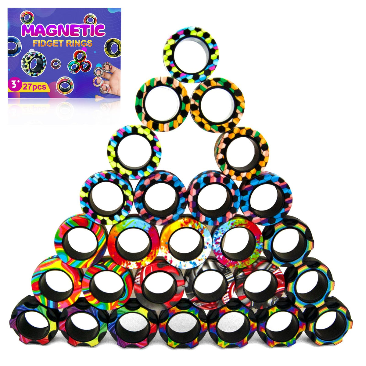 HotubFolks 27-piece magnetic rings set for tactile play and sensory engagement.