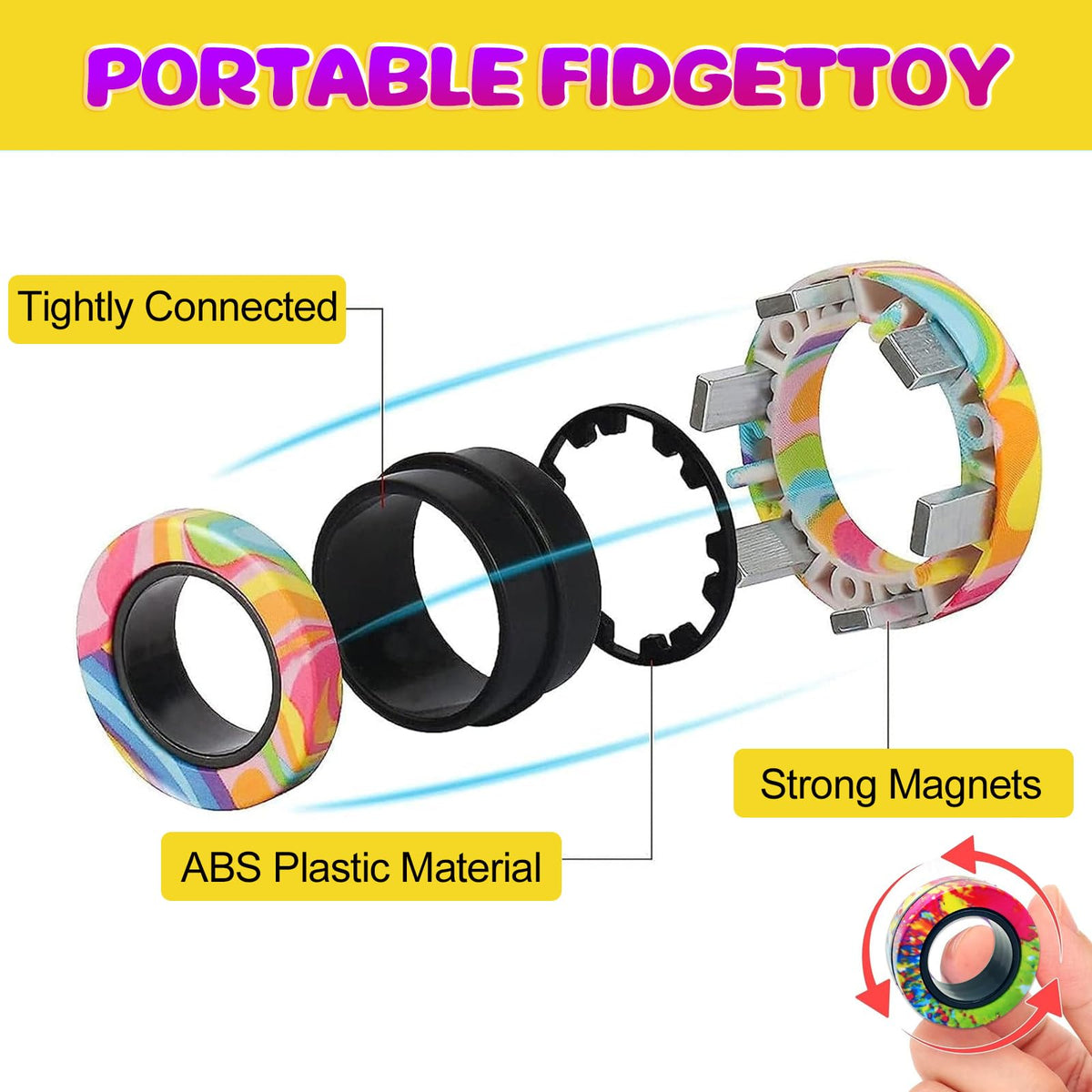 HotubFolks pocket-size magnetic rings ideal for travel, work, or classroom use.