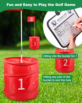 Hotwind flag sticks and hole cups set up for creative competition, adding a mini-golf feel.