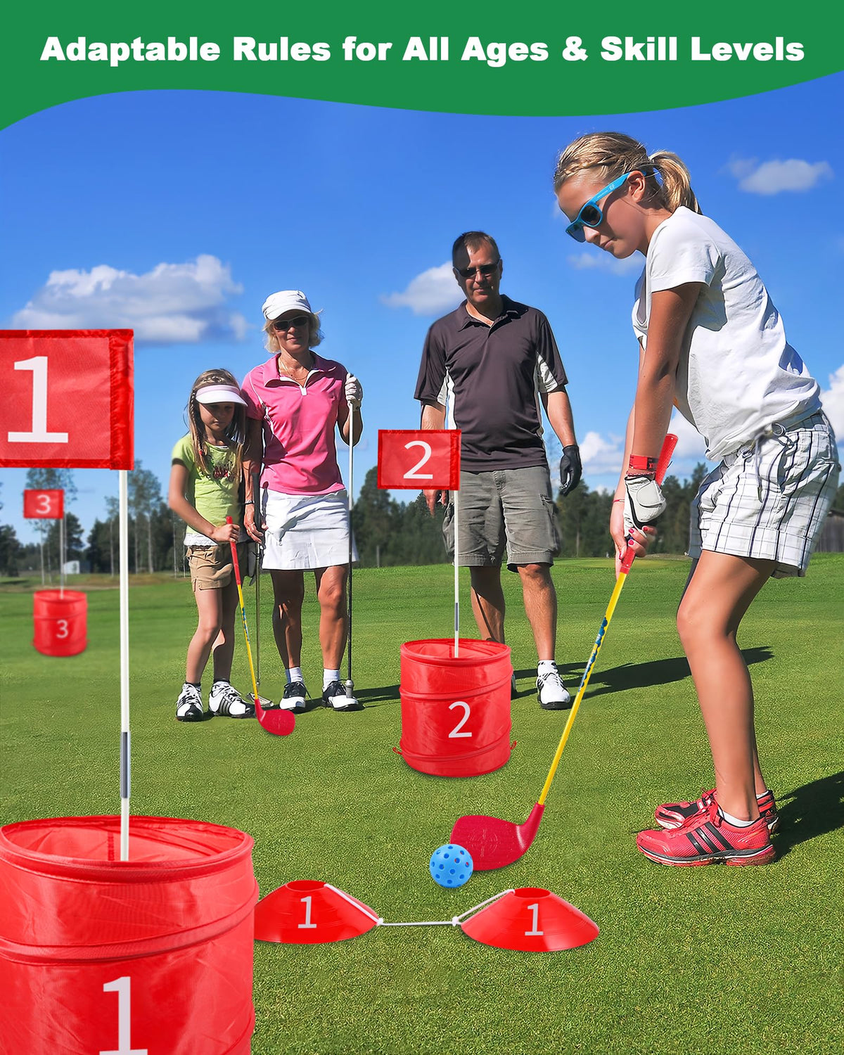 Hotwind six-hole course setup at park or beach, perfect for on-the-go fun.