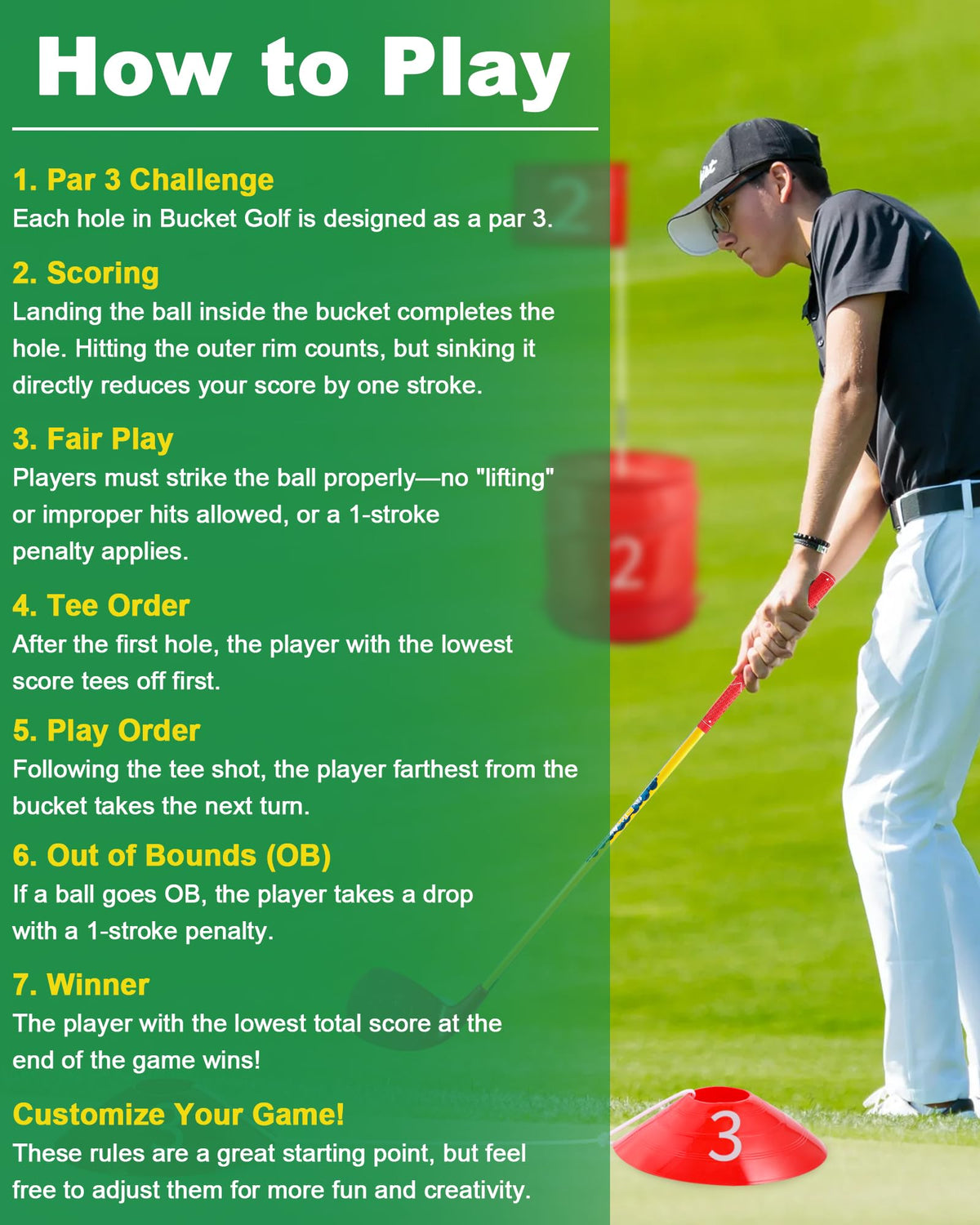 Hotwind storage bag ready to carry the 6-hole golf set, for easy transport.