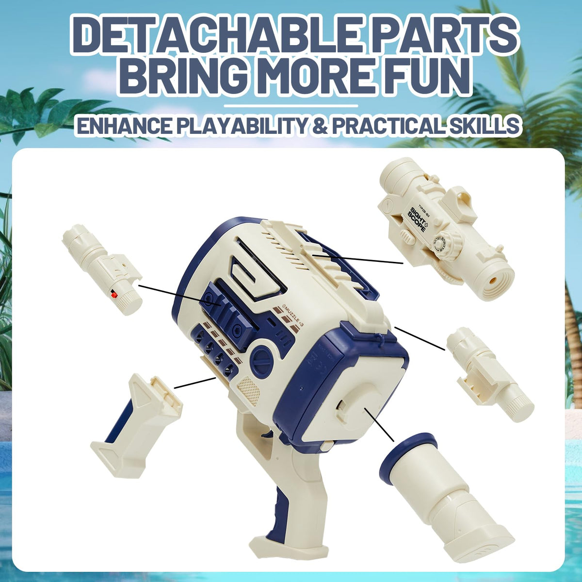 Houscly Bubble Gun accessories image with complete play set for quick setup