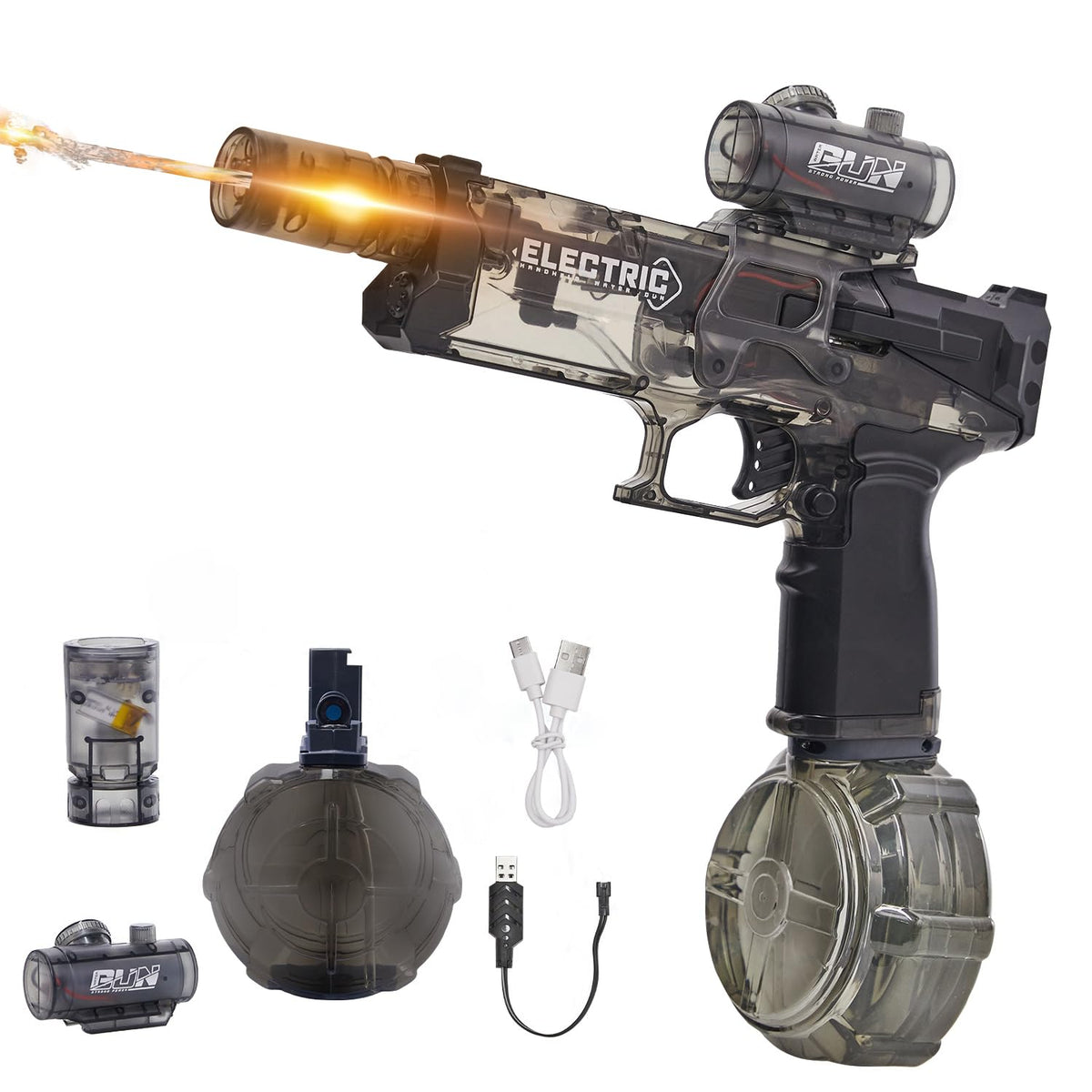 Houscly electric water gun with LED muzzle for dramatic night battles