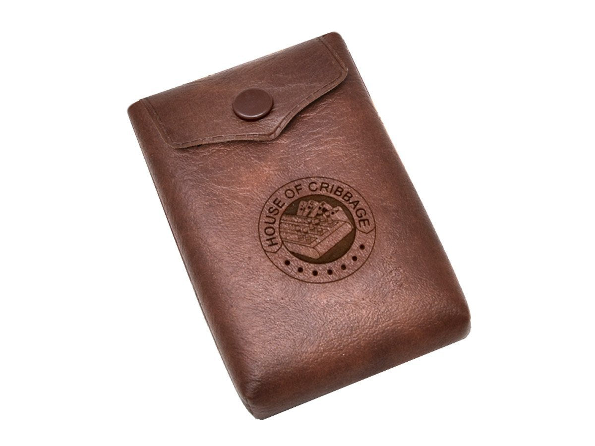 House of Cribbage leatherette case protects the board on the move.