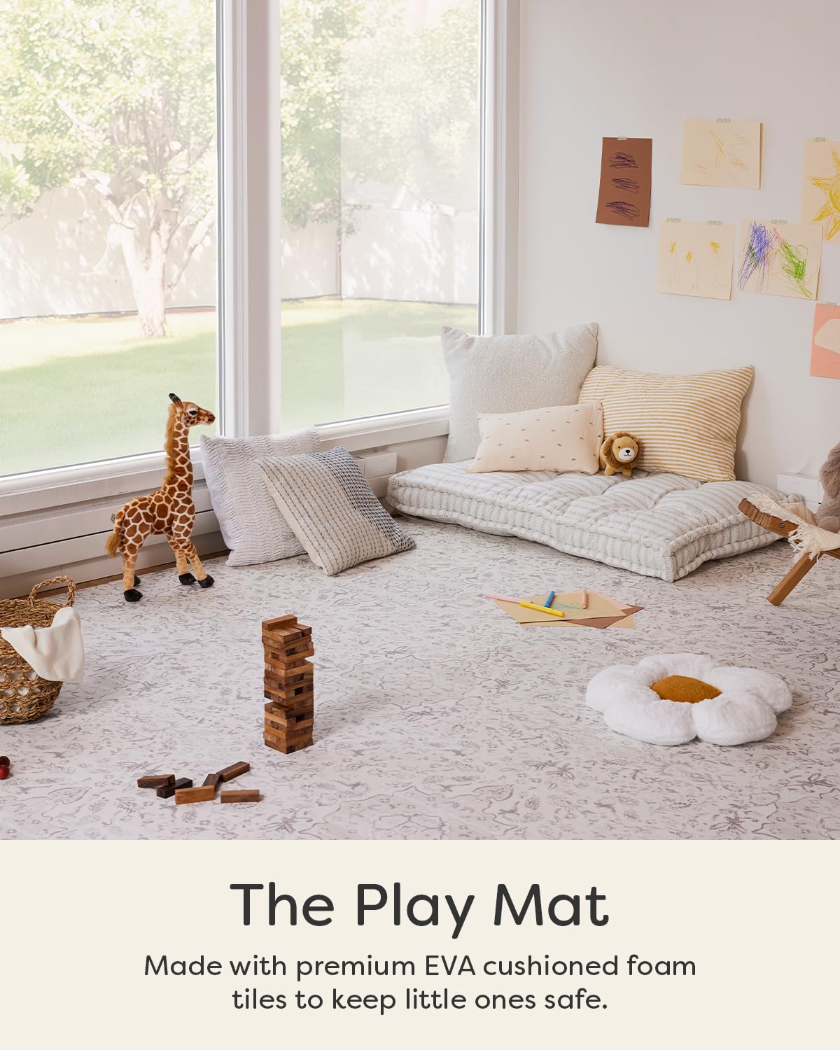 Edge pieces interlock on House of Noa Play Mat Latte Emile, creating seamless borders.