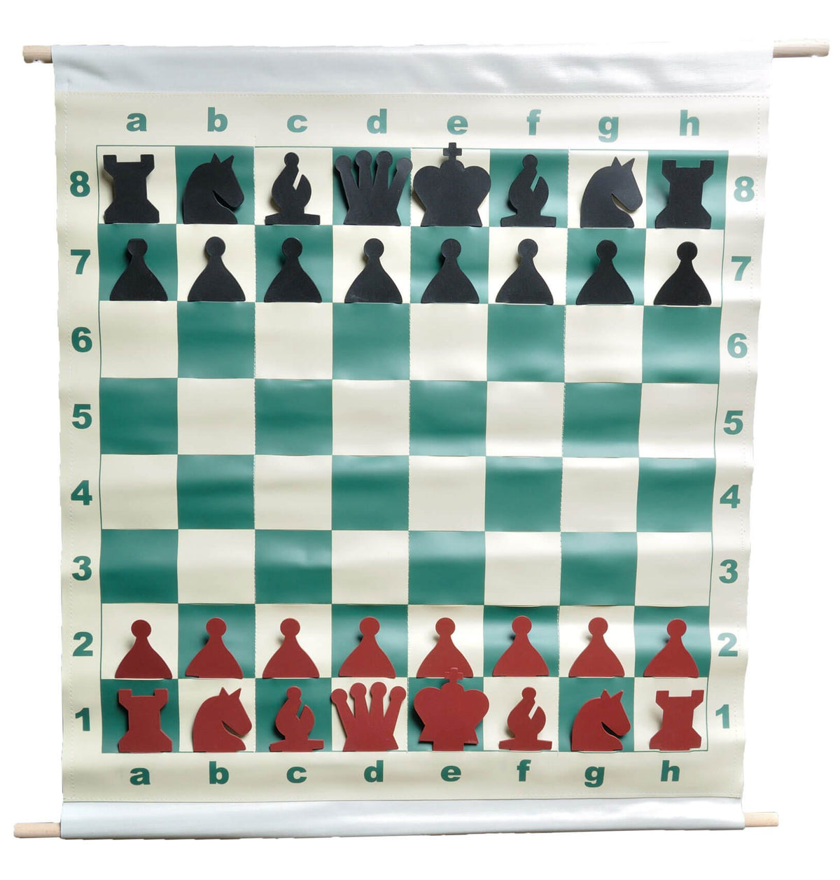 The House of Staunton 28-inch vinyl demo chess set, portable and durable for travel.