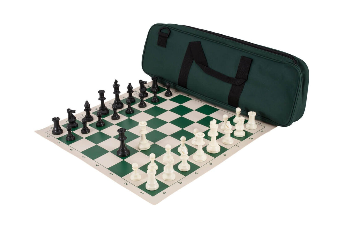 The House of Staunton deluxe chess set pieces provide stable handling for tournament play.