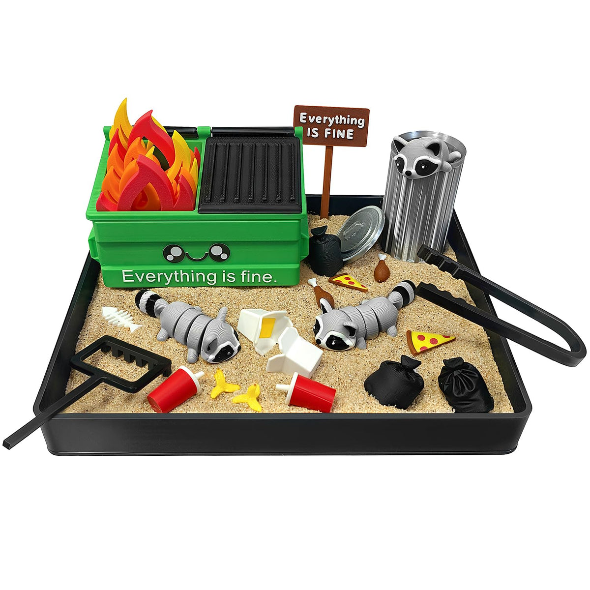 HouseBegan Dumpster Fire Zen Garden on a desk offers playful calm amid busy workdays