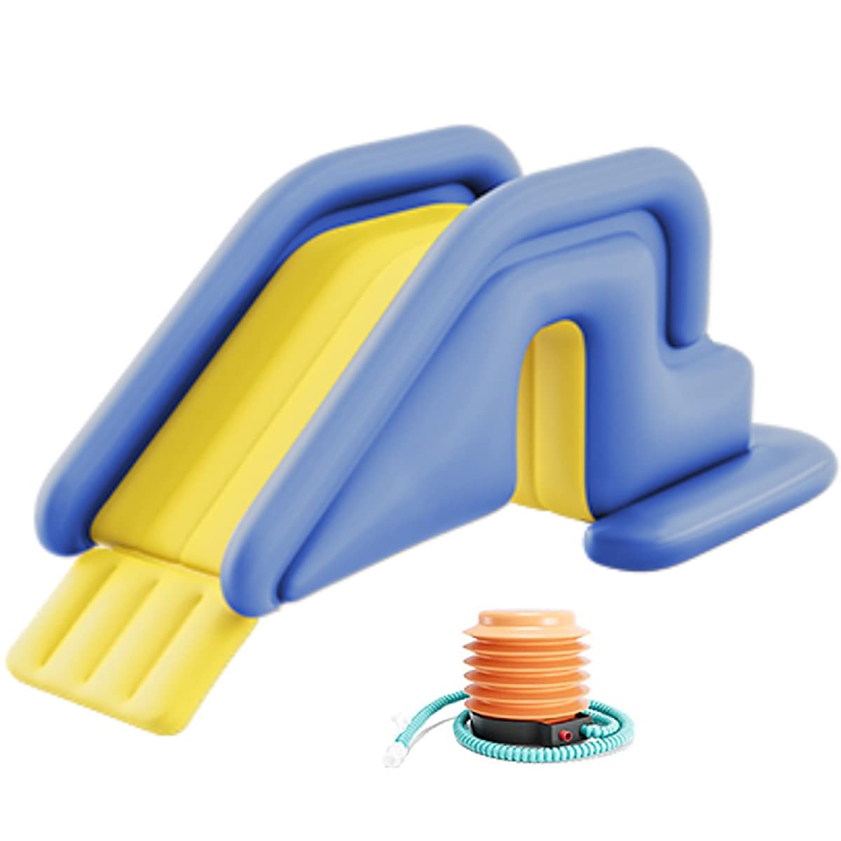 Houtclort inflatable pool slide blue front view showing safe backyard fun