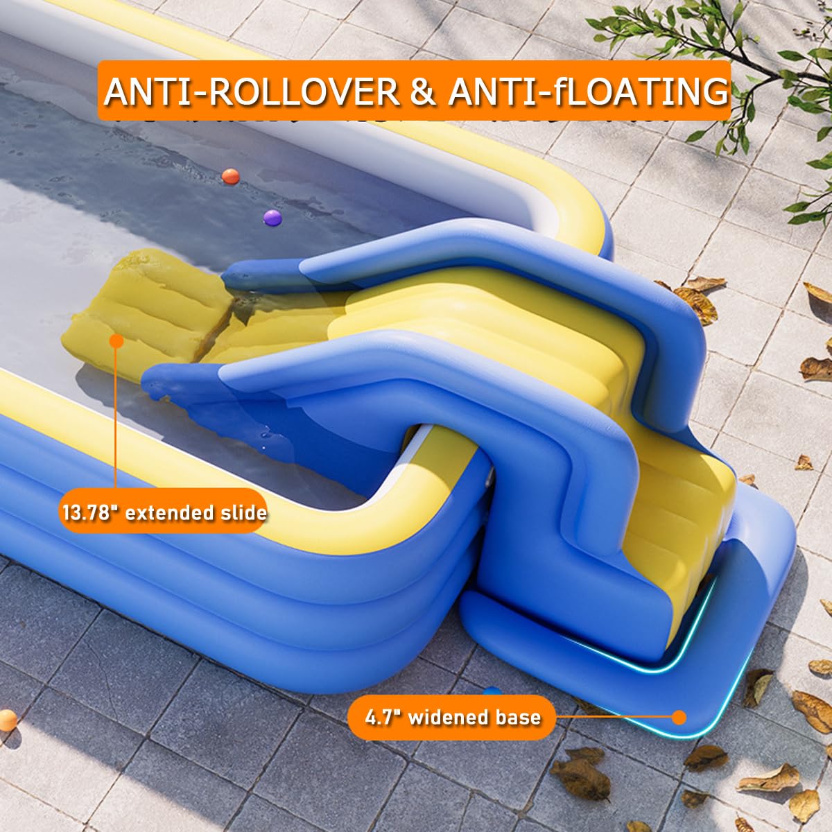 Houtclort inflatable pool slide blue top-entry design for easy kid access