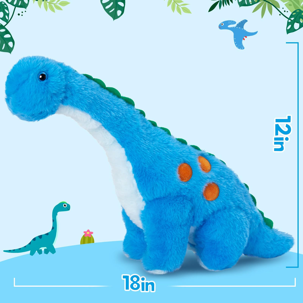 Houwsbaby blue LED glow highlights the dino as a kid-friendly night light