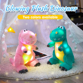 Houwsbaby dino plush decorates a kid's room with soft light effects.