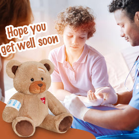 Houwsbaby head-injury teddy with soft features offers friendly company