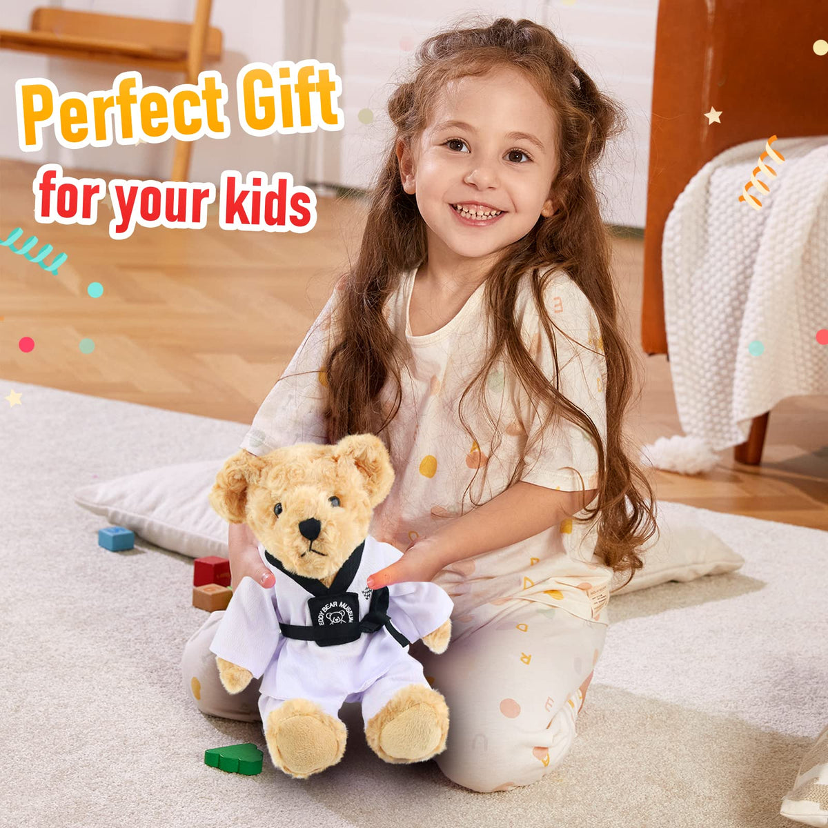 Houwsbaby Taekwondo Teddy Bear wearing black belt, perfect gift