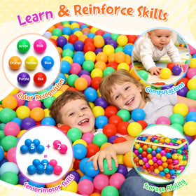 Hovenlay blue ball pit ball offers smooth texture for gentle squeezes and rolling fun.
