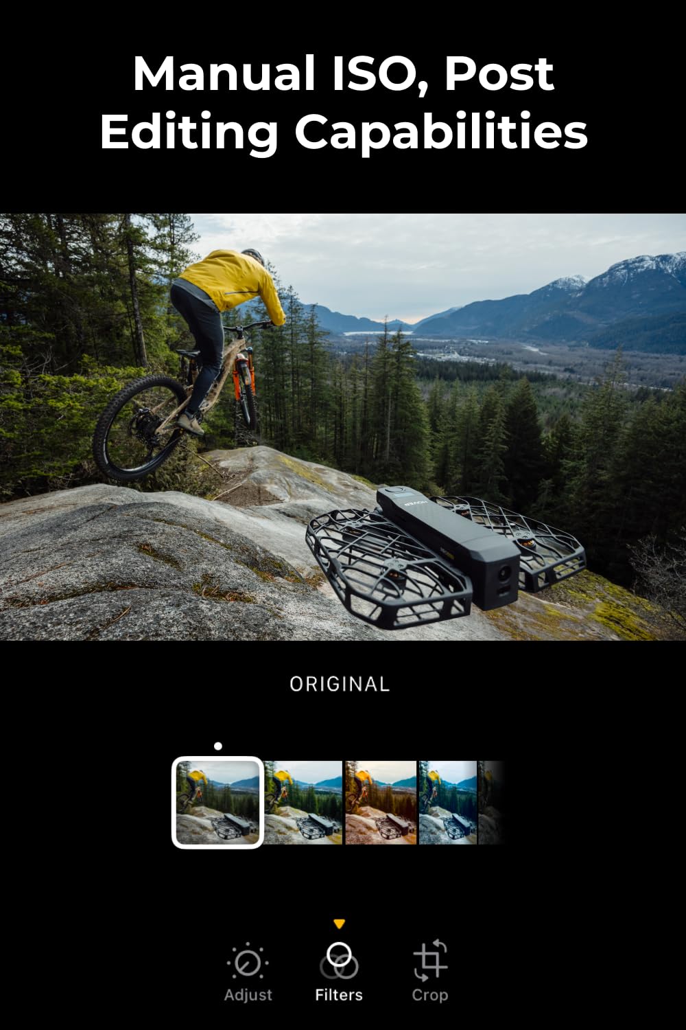 HOVERAir X1 PRO app control with 32GB onboard storage and SD up to 1TB