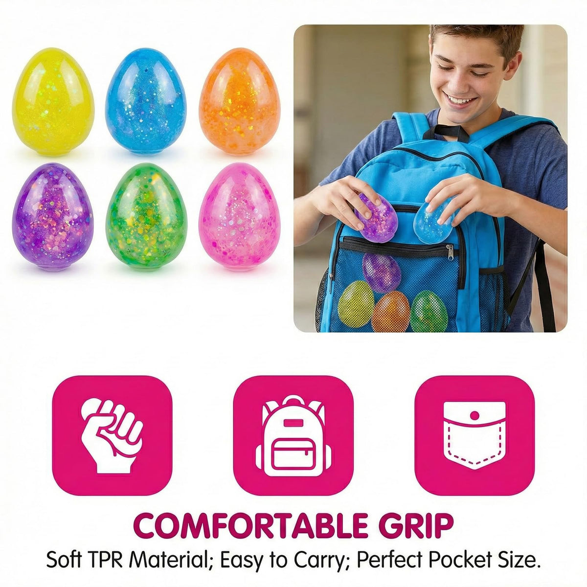 Howzcci Easter Egg Squeeze Orange — soothing squeeze toy for relaxing moments