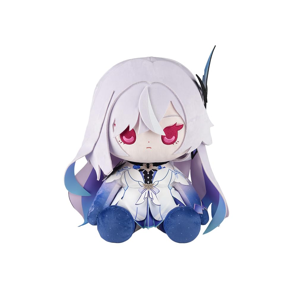 HOYOVERSE Skirk seated doll, front view, perfect for shelf display and collection.