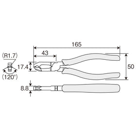 Hozan P-221 side-pliers reach tight spaces with ease.