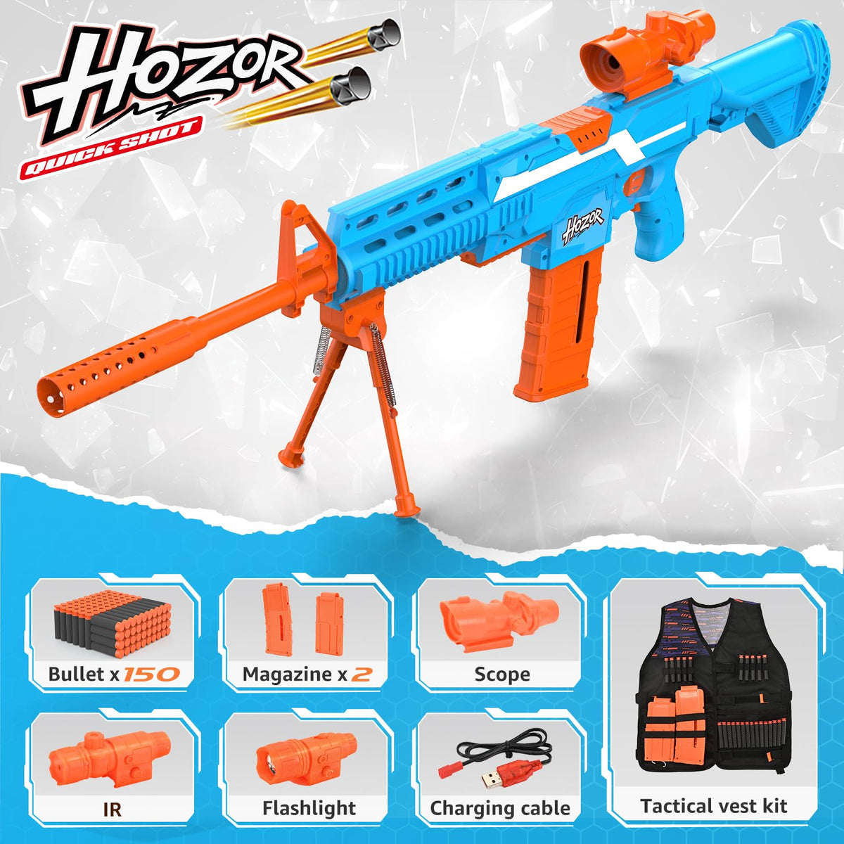 Hozor TriFireX flashlight for low-light play.