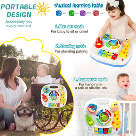 HQXBNBY 3-in-1 musical learning table supports sitting, standing, and portable fun