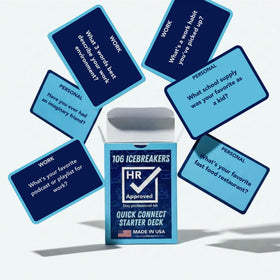 HR Approved team-building cards front deck for quick ice breakers in meetings