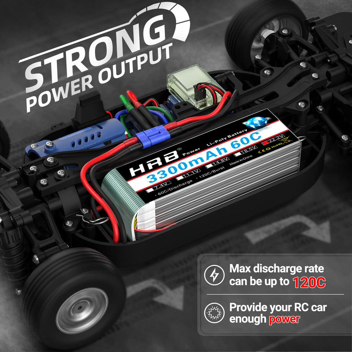 HRB POWER 6S 3300mAh dimensions for precise mounting and balance