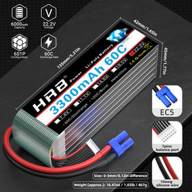 HRB POWER battery weight view highlighting 467g for payload planning