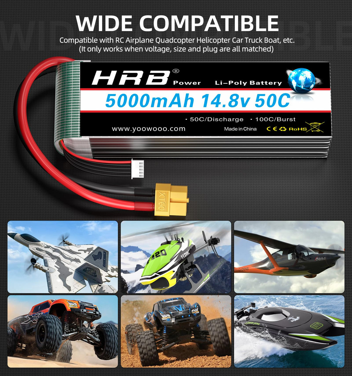 HRB Power RC quadcopter in flight with reliable power