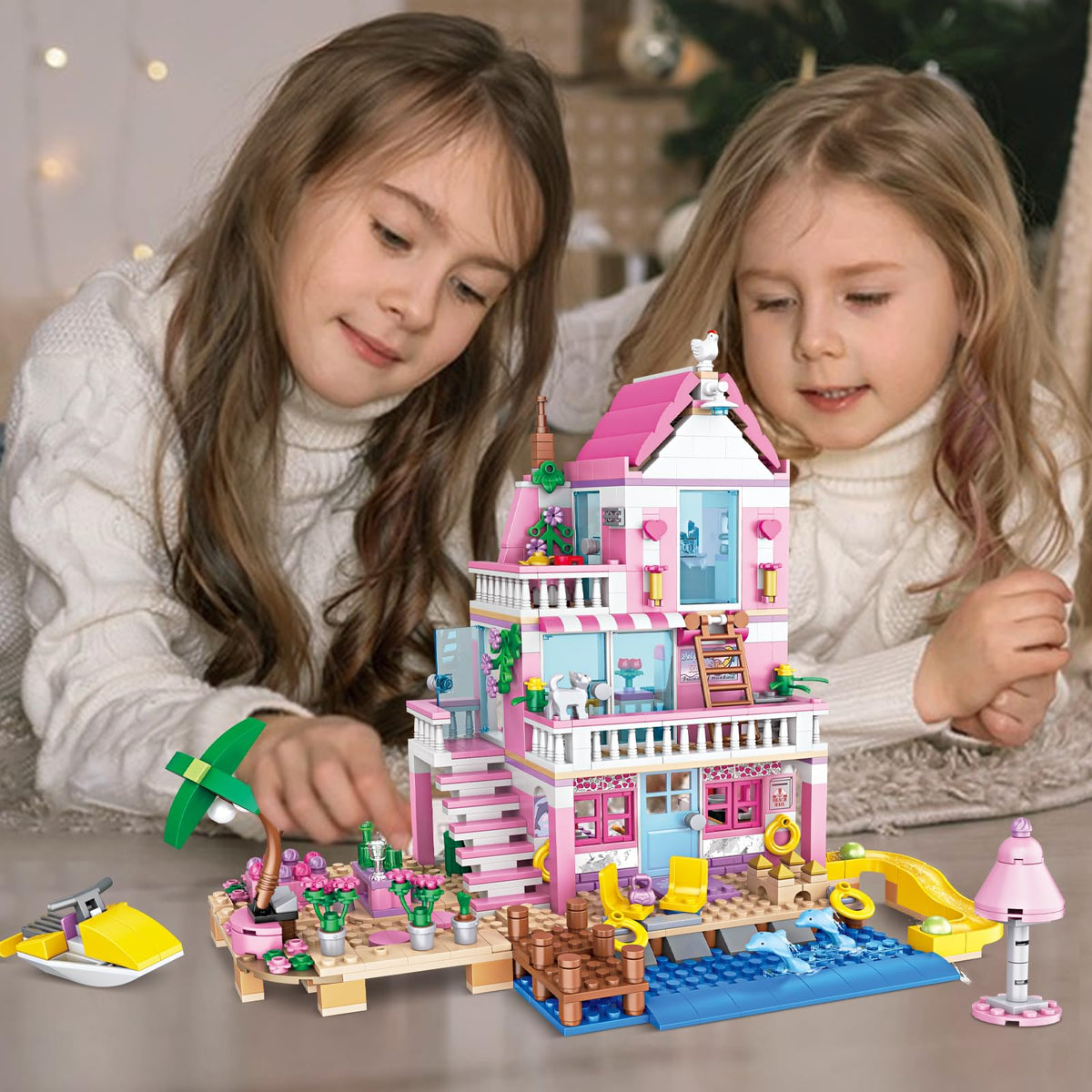 HSANHE pink exterior facade offers durable styling for display and pretend play.