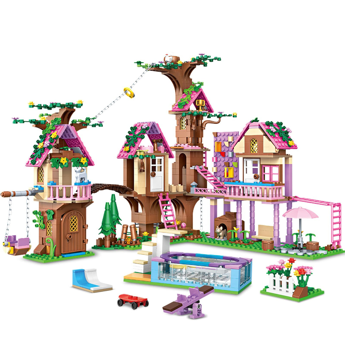 HSANHE tree house-building-set forest house 1050 pcs boosts imaginative play and collaborative building.