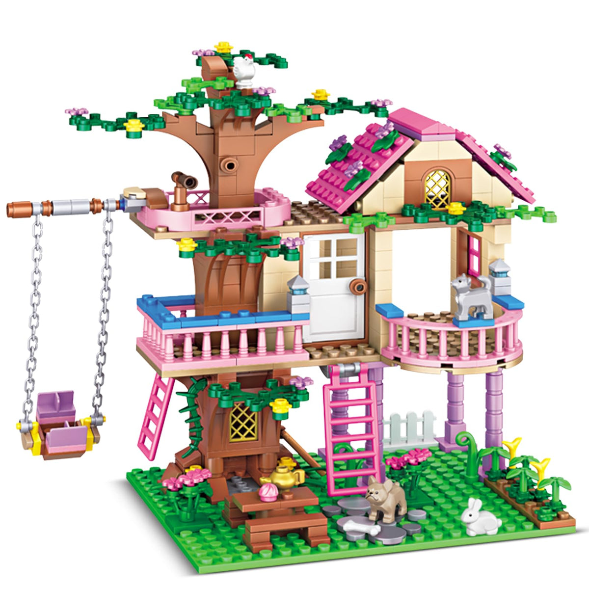 HSANHE Tree House Building Set forest house pieces showcase colorful blocks for creative play