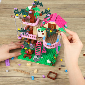 HSANHE Tree House Building Set pink girls style house enhances imaginative roleplay