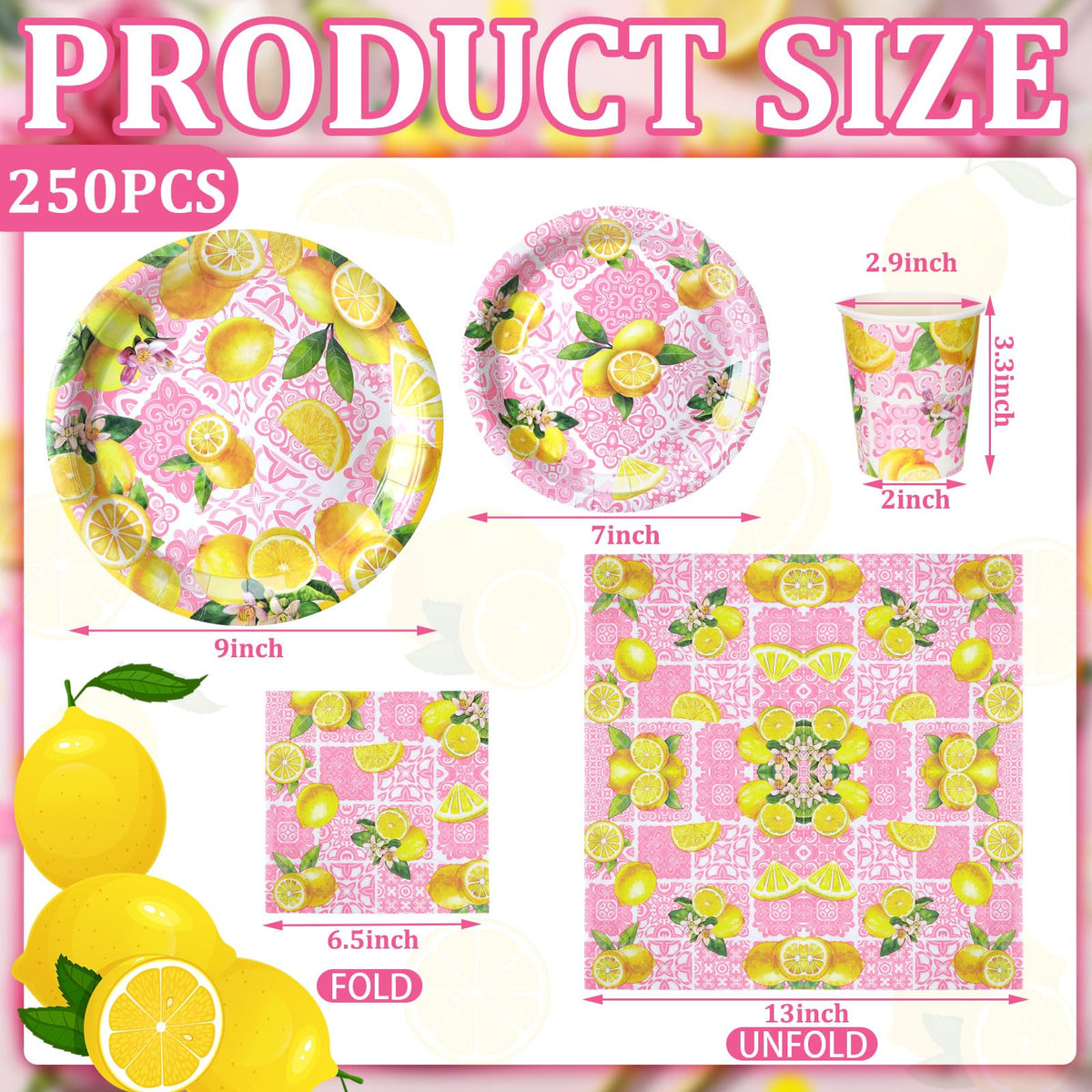 Hsei pink lemon 9-ounce cup for beverages at showers and parties