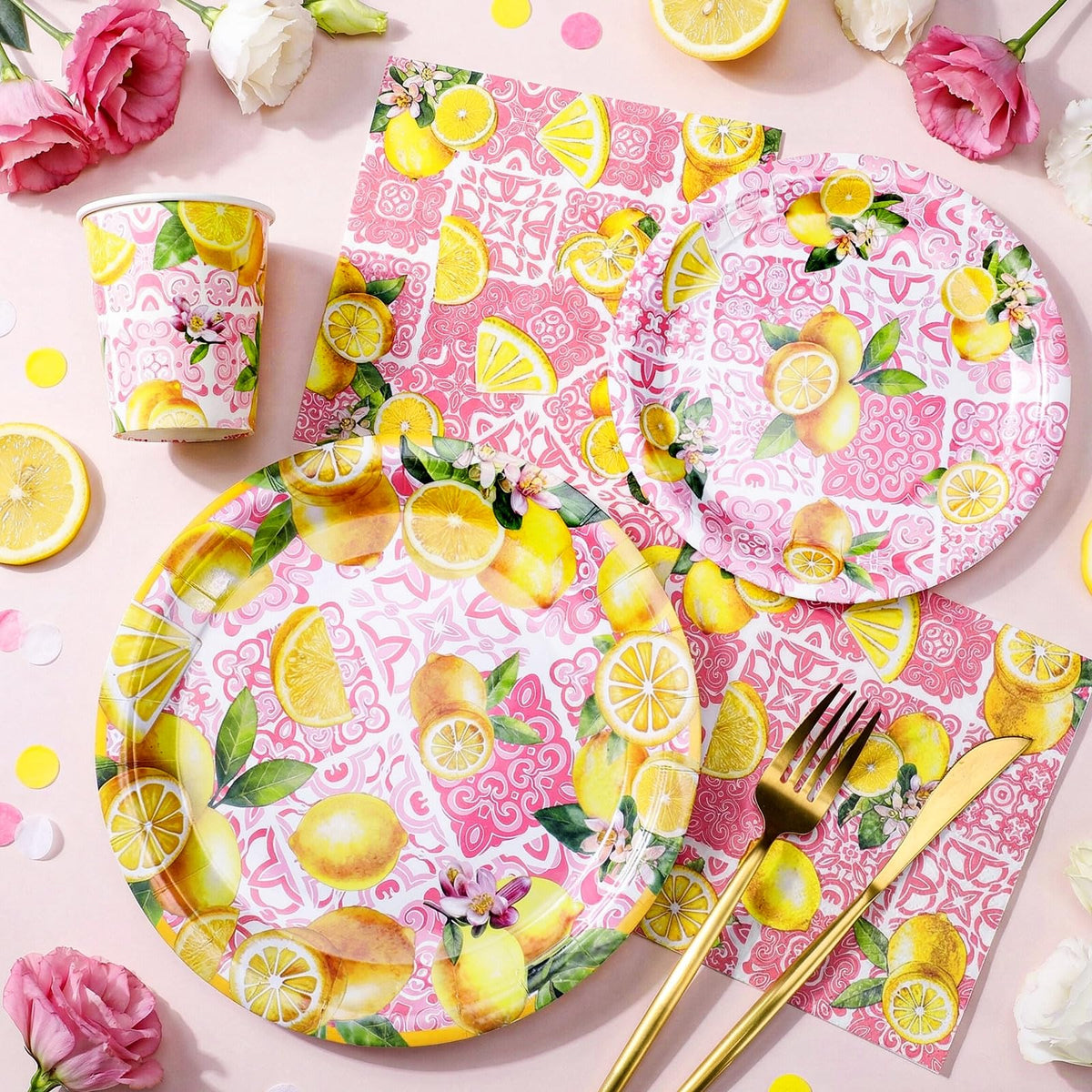 Hsei pink lemon 7-inch dessert plate for snacks and treats