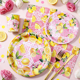 Hsei pink lemon 7-inch dessert plate for snacks and treats