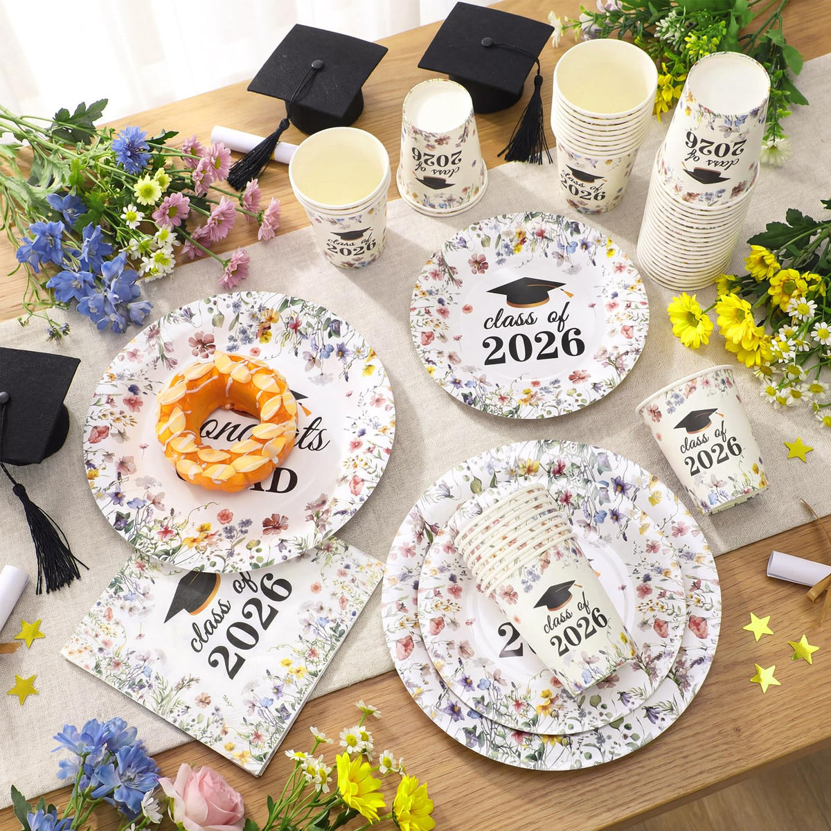 Hsei wildflower graduation napkins for easy handling and clean presentation