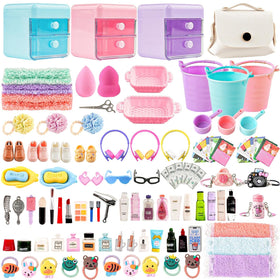 HSJH 118Pcs dollhouse miniature makeup set display for dollhouse decor and organization
