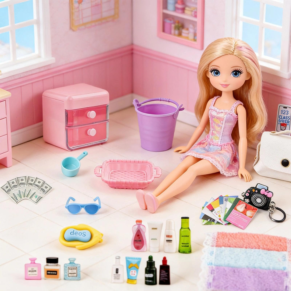 HSJH tiny mirrors, combs, and styling tools for dollhouse styling