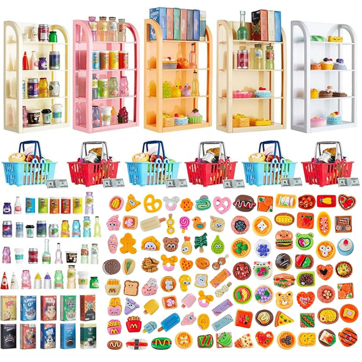 HSJH miniature shelves four-tier display for dollhouses to organize tiny goods