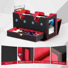 HSMH MTG Deck Box leather exterior with waterproof feel and protection.