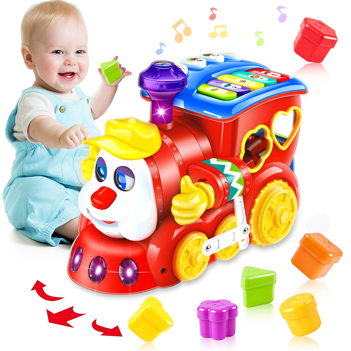 HSNEOI musical train toy with blocks boosts early learning