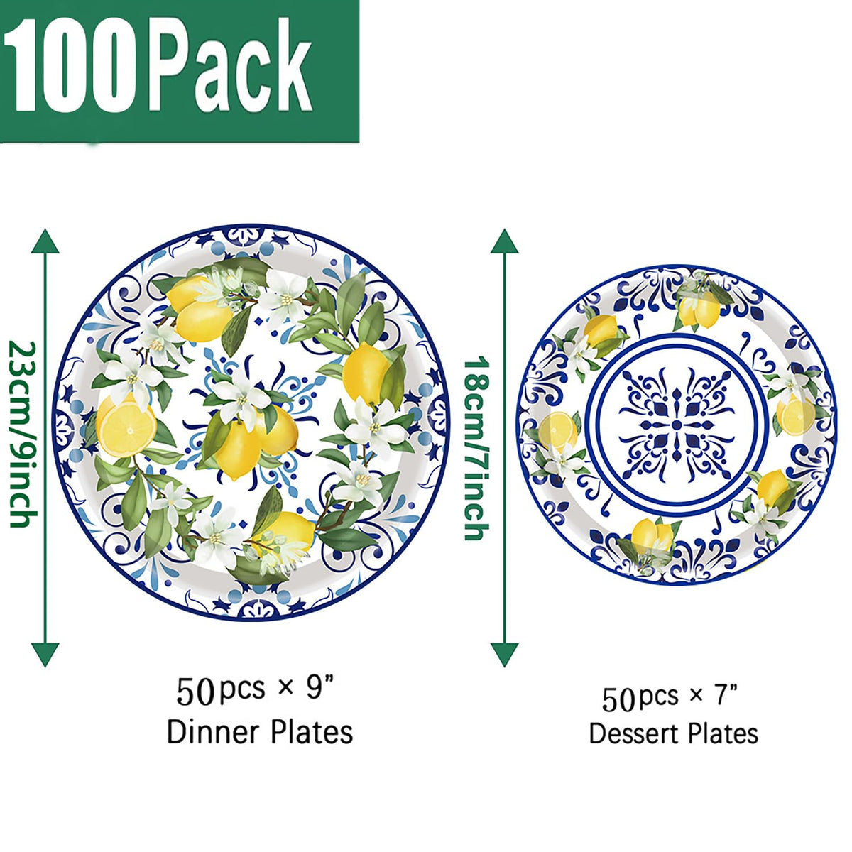 HSPAIDYP Capri Lemon 7-inch blue tile dessert plate for easy serving.