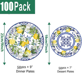 HSPAIDYP Capri Lemon 7-inch blue tile dessert plate for easy serving.