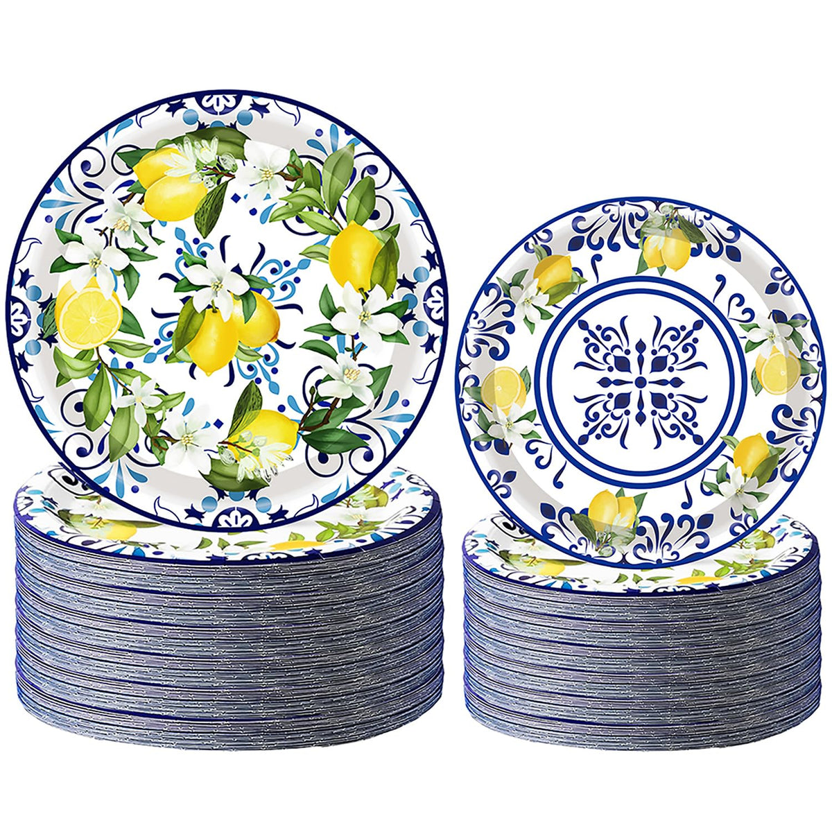 HSPAIDYP Capri Lemon 9-inch blue tile plate for vibrant lemon-themed parties.